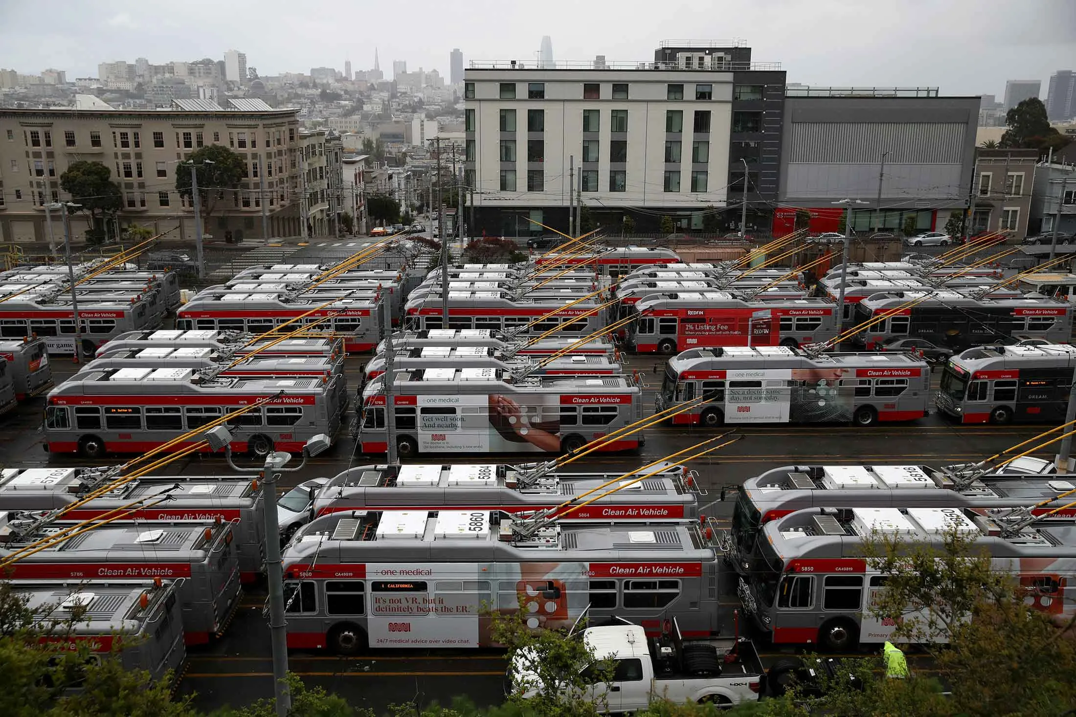 San Francisco Muni buses idled during the pandemic.