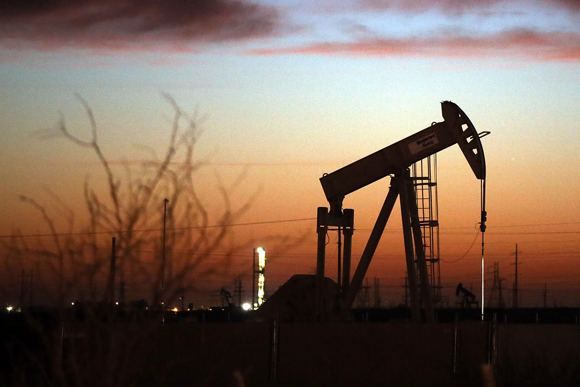 An oil pumpjack.
