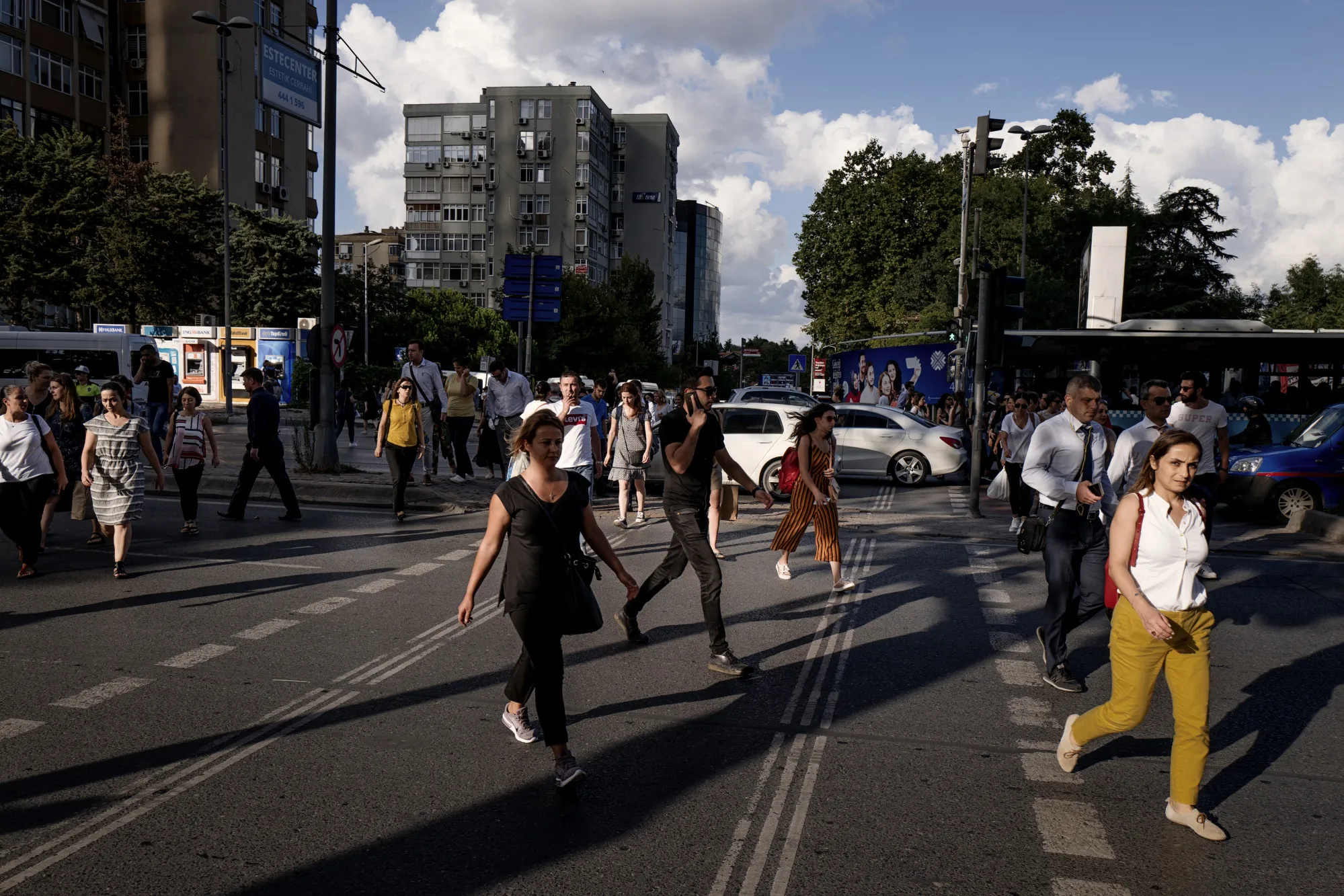Morning commuters in Istanbul.