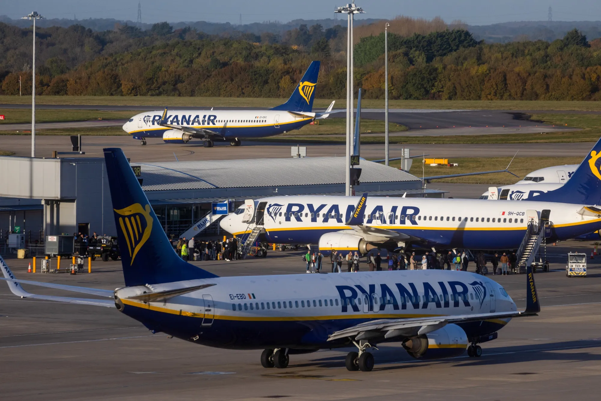 Ryanair aircraft&nbsp;at London Stansted Airport in Stansted, UK.