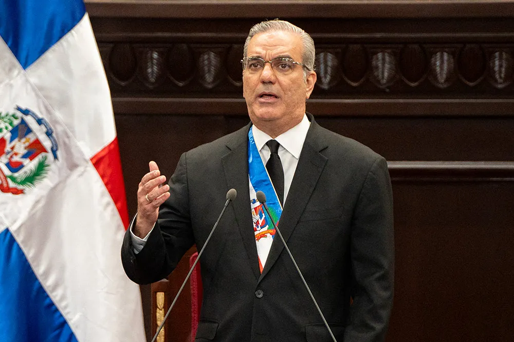 Dominican Republic's President Luis Abinader delivers a speech during Independence Day celebrations at the National Assembly in Santo Domingo on Feb. 27.&nbsp;