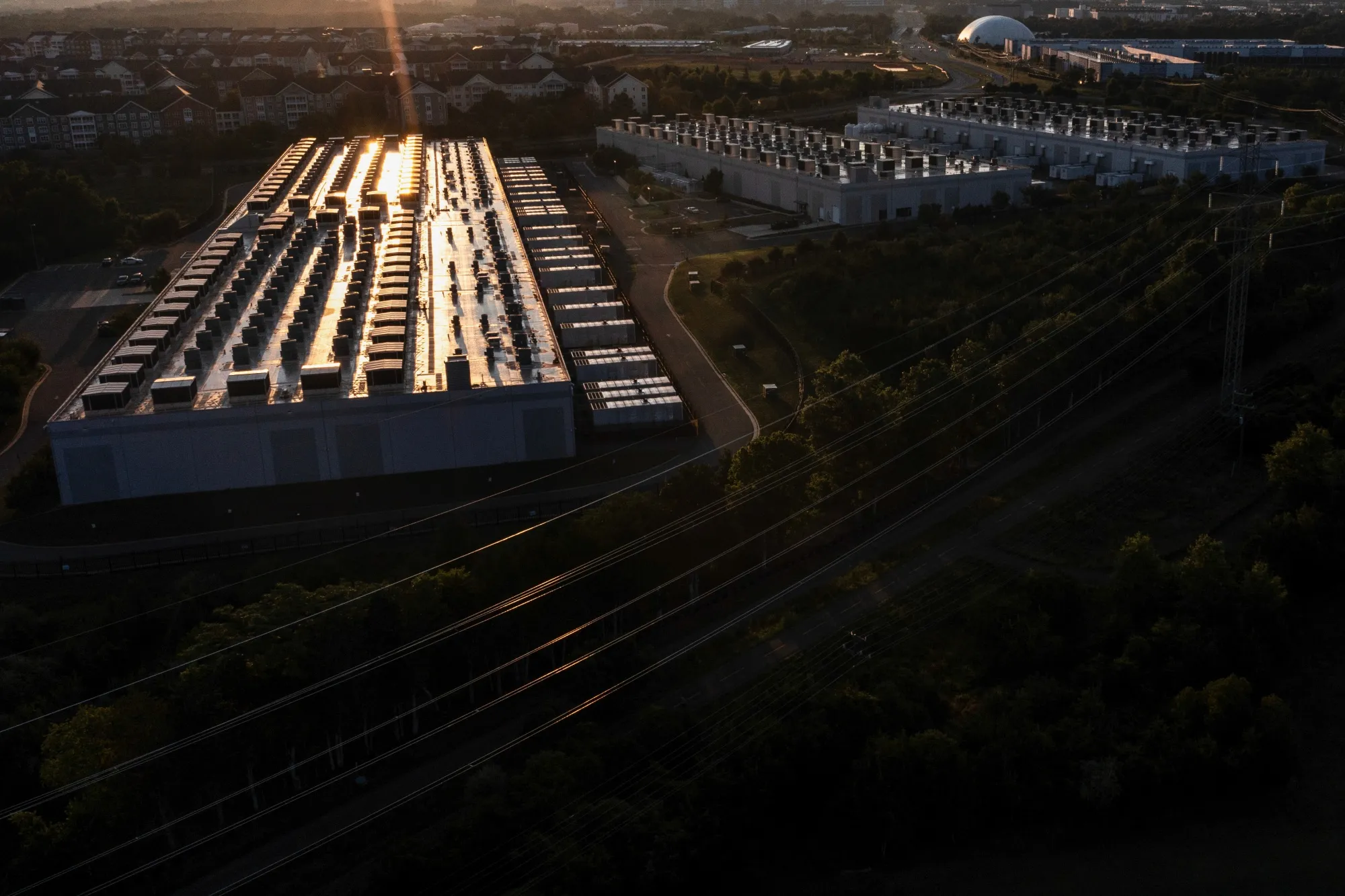 An Amazon Web Services data center in Ashburn, Virginia. Electricity costs for Americans are rising faster than the consumer price index.