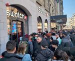 Queues at a Swatch store in Geneva, on March 26. 