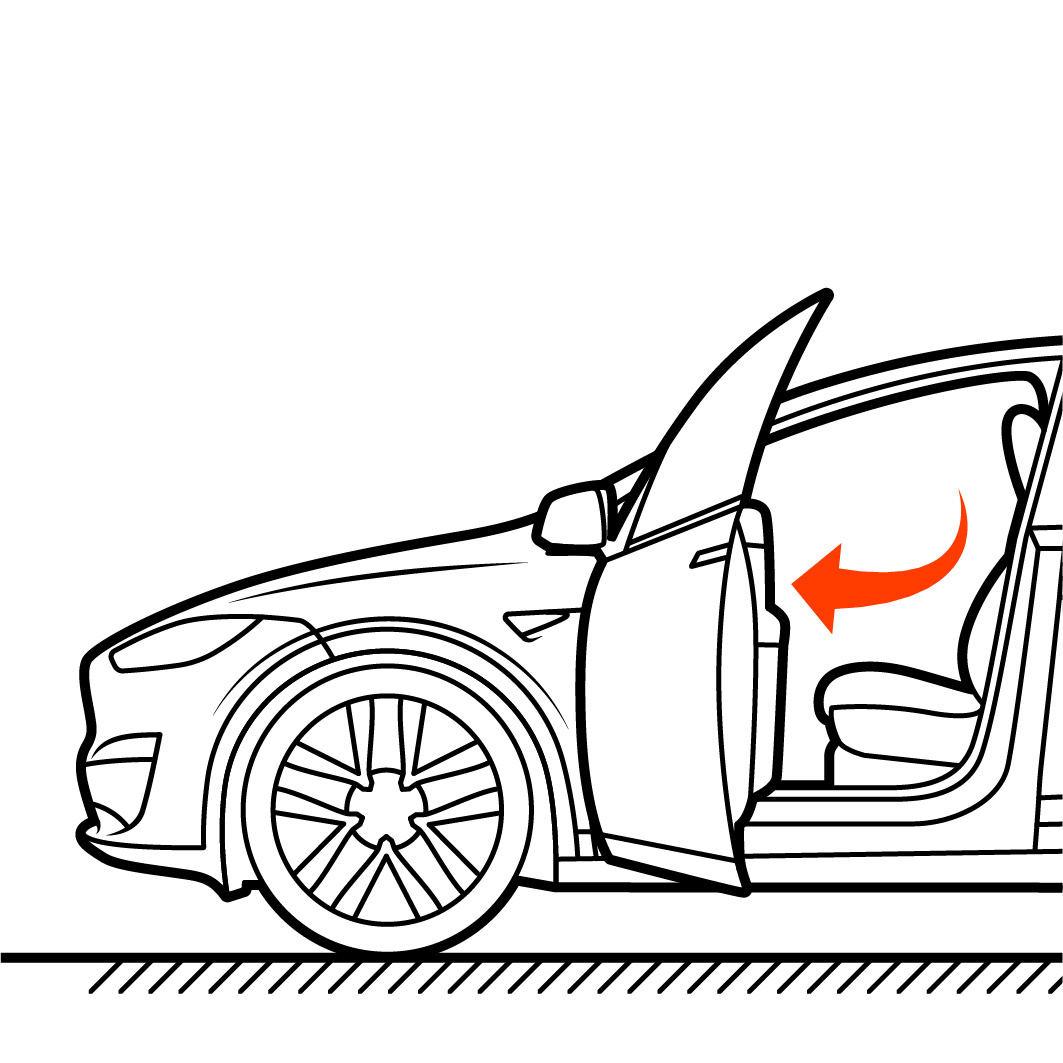 Exterior view of the front door swinging open