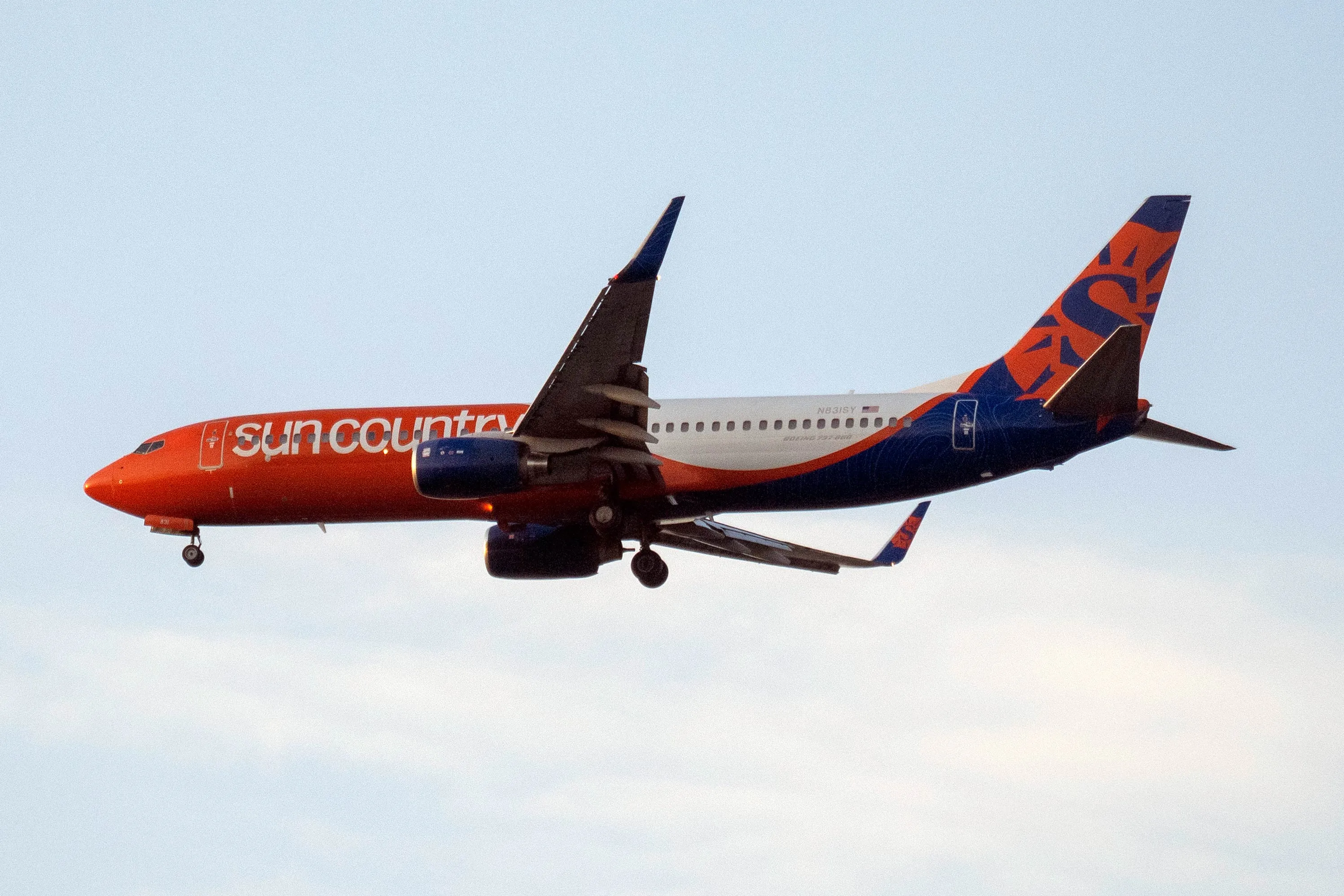 A Sun Country Airlines airplane&nbsp;in South Bend, Indiana.&nbsp;
