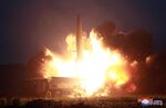 The launch of a new-type tactical guided missile in North Korea on Aug. 6.