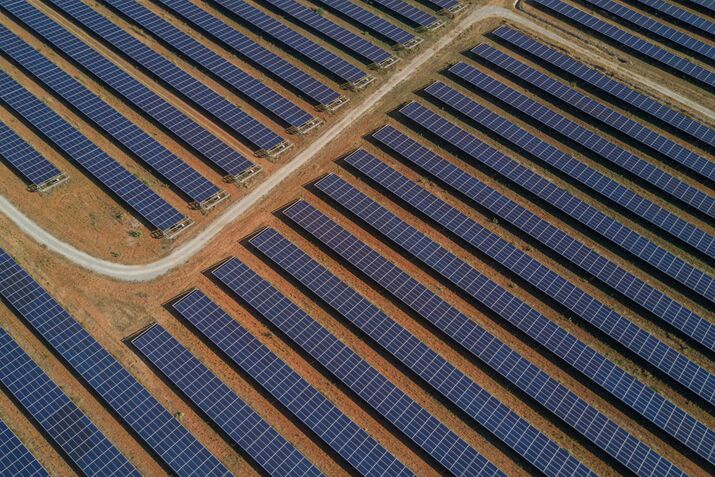 Rows of photovoltaic panels.