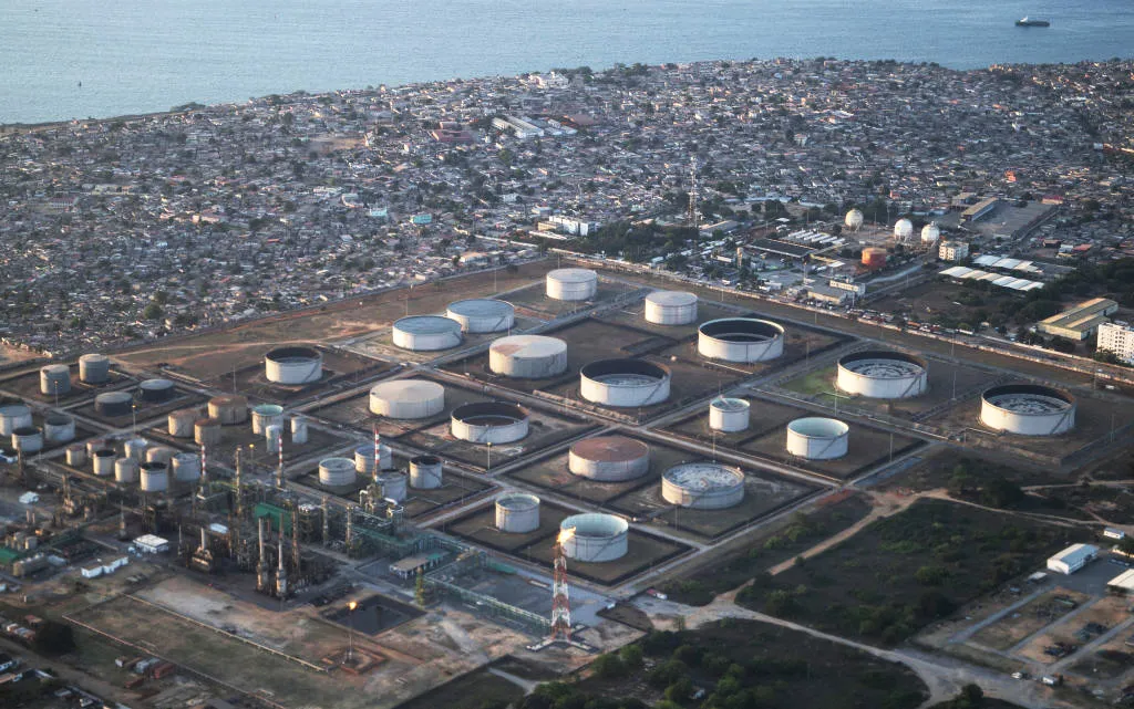 An oil and gas refinery in Luanda.