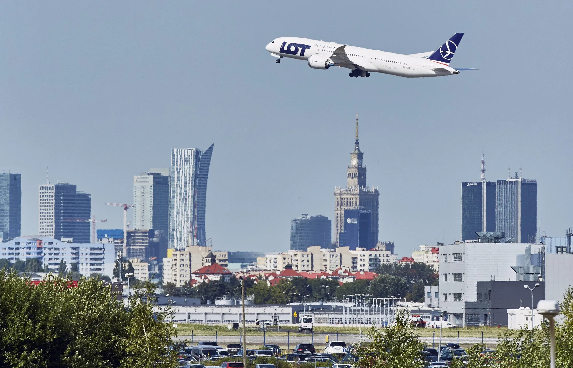A passenger aircraft takes off from Warsaw Chopin airport in Warsaw.&nbsp;