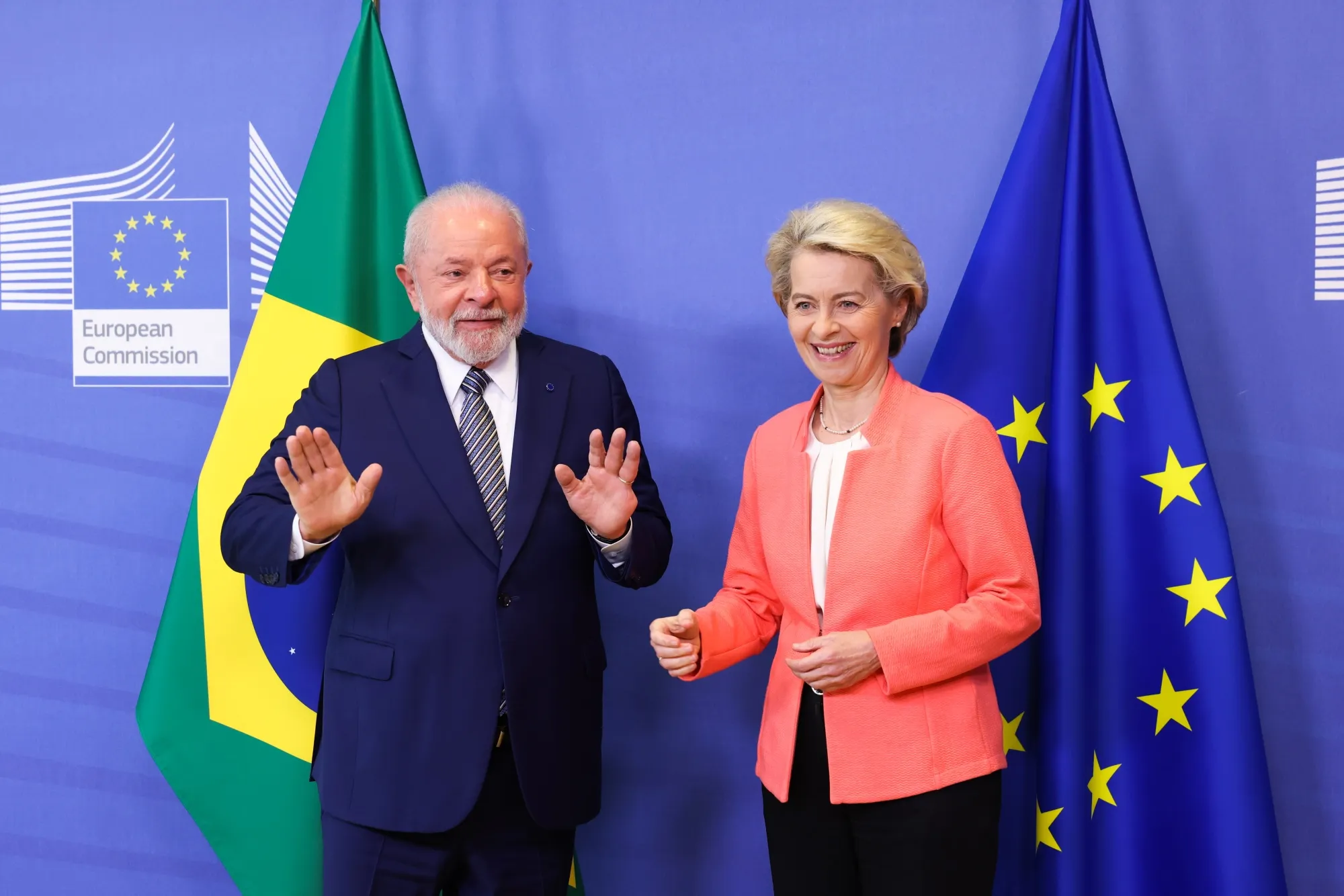 Luiz Inacio Lula da Silva and Ursula von der Leyen in Brussels, on July 17.