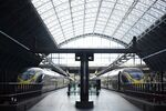 Eurostar trains at St Pancras International Station in London.