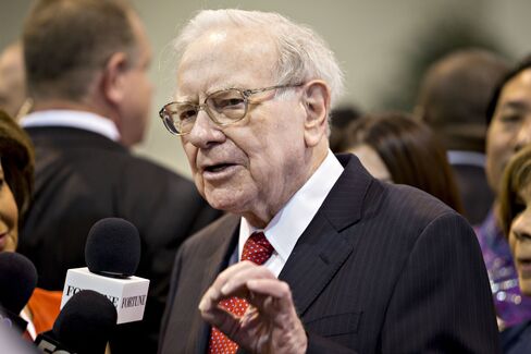 Warren Buffett during the Berkshire Hathaway AGM on April 30.