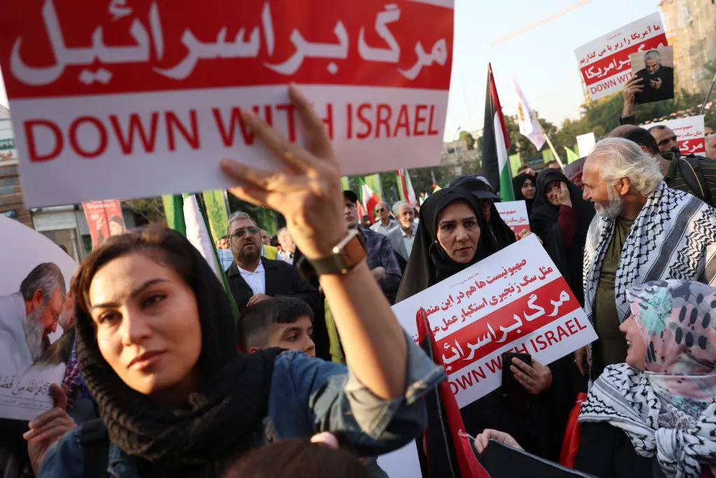 An anti-Israel rally in Tehran Oct. 8, 2024.