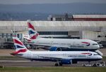 Passenger aircraft, operated by British Airways at London Heathrow Airport.