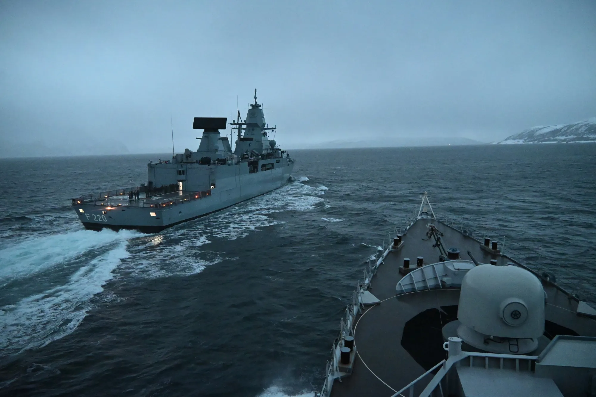 Warships with the Standing NATO Maritime Group 1 patrol the Norwegian Sea.