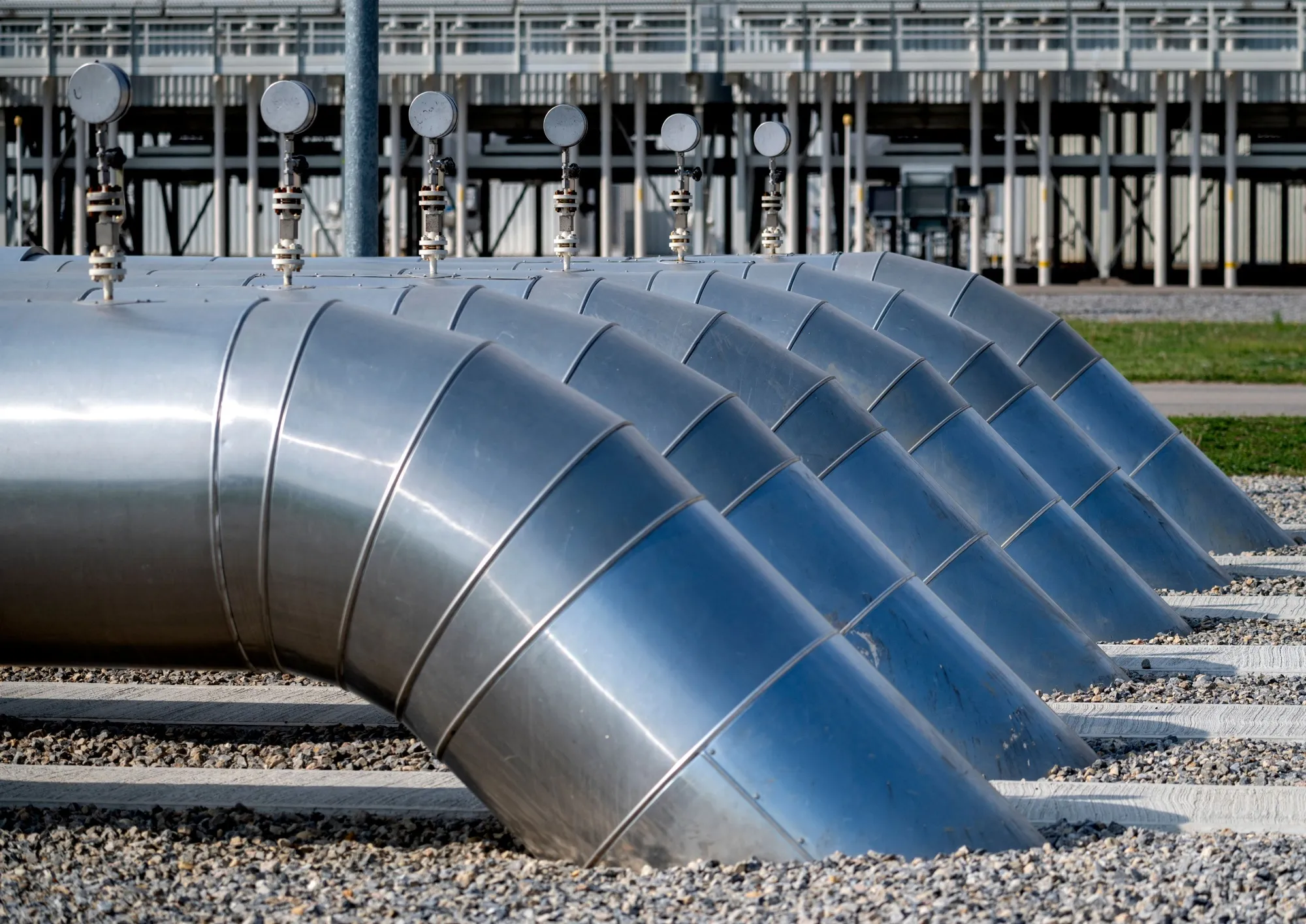 Pipes at one of Europe’s&nbsp;largest interconnection gas hubs&nbsp;at Baumgarten an der March, Austria.