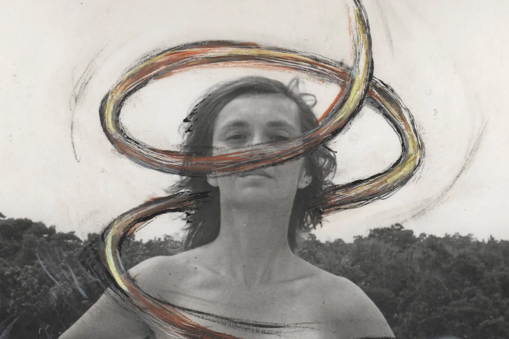 A detail from Mary Beth Edelson’s&nbsp;Totem Series: Snake Goddess via Metropolis (Woman Rising series),&nbsp; from 1973.