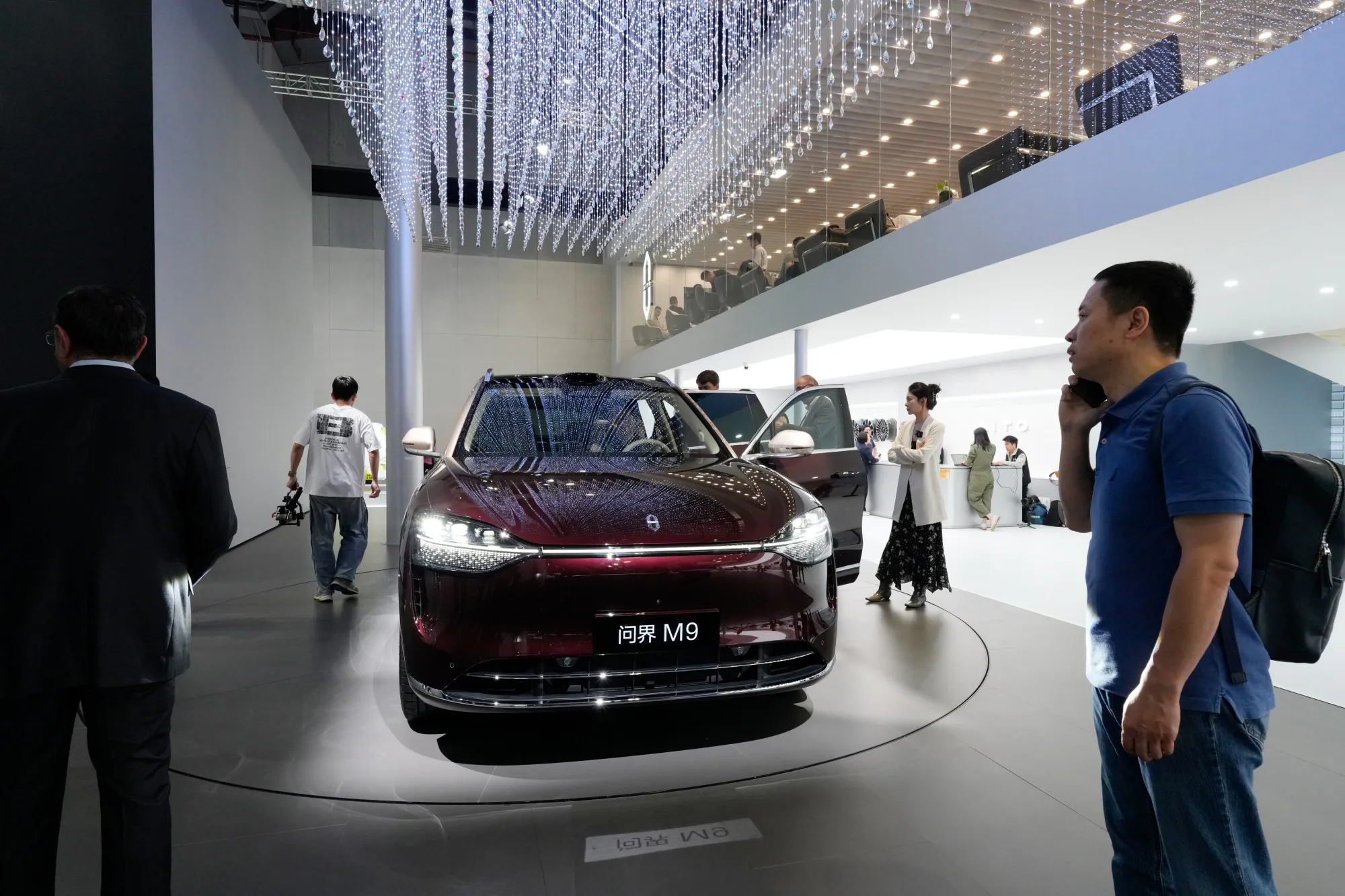 A Seres Group Co. Aito M9 electric vehicle on display at the Shanghai Auto Show in April.