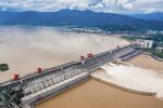 Water being released from the Three Gorges Dam, on the Yangtze river in Hubei province.&nbsp;