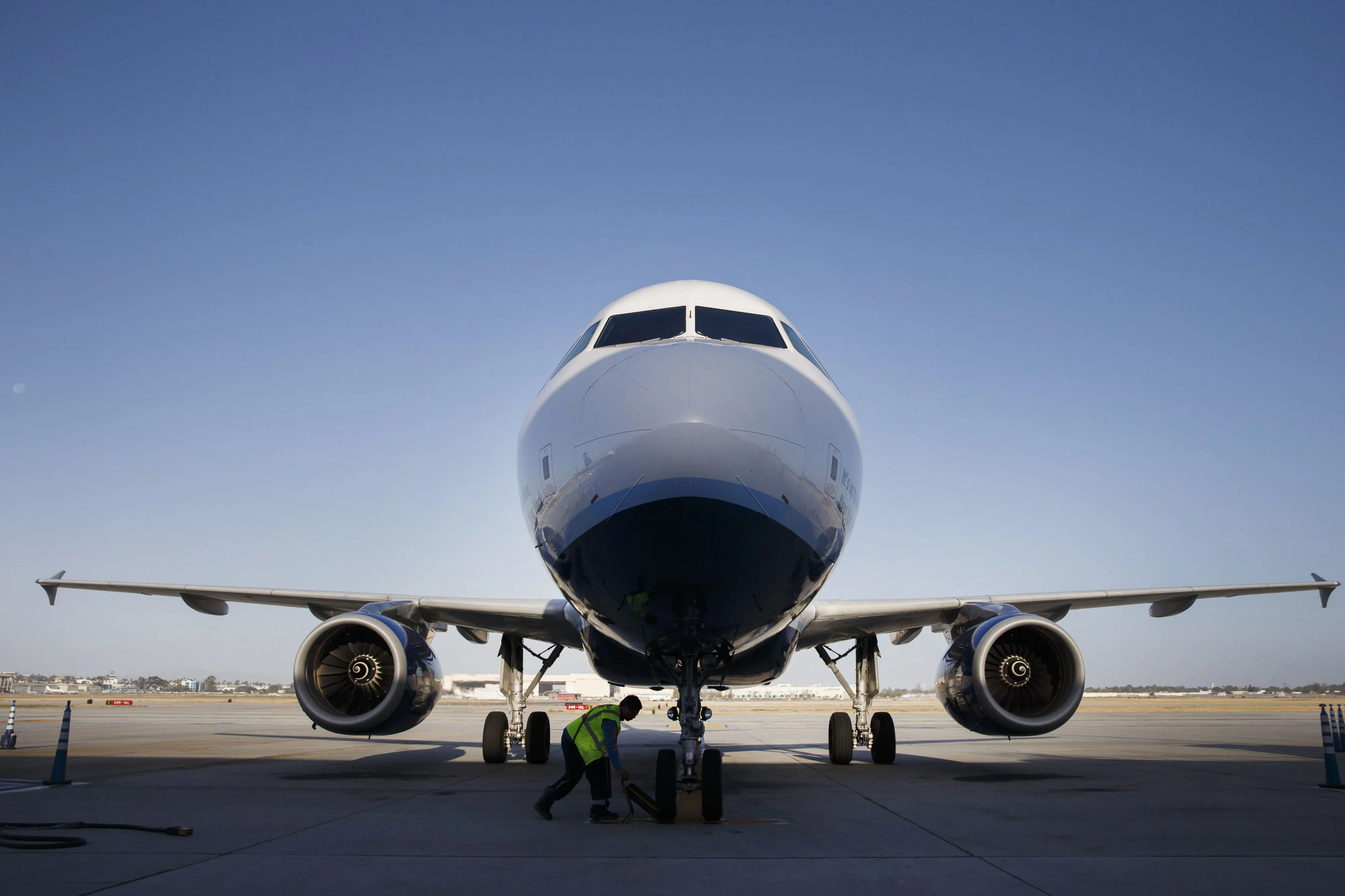 A JetBlue Airways&nbsp;aircraft taxis at Long Beach Airport in California.