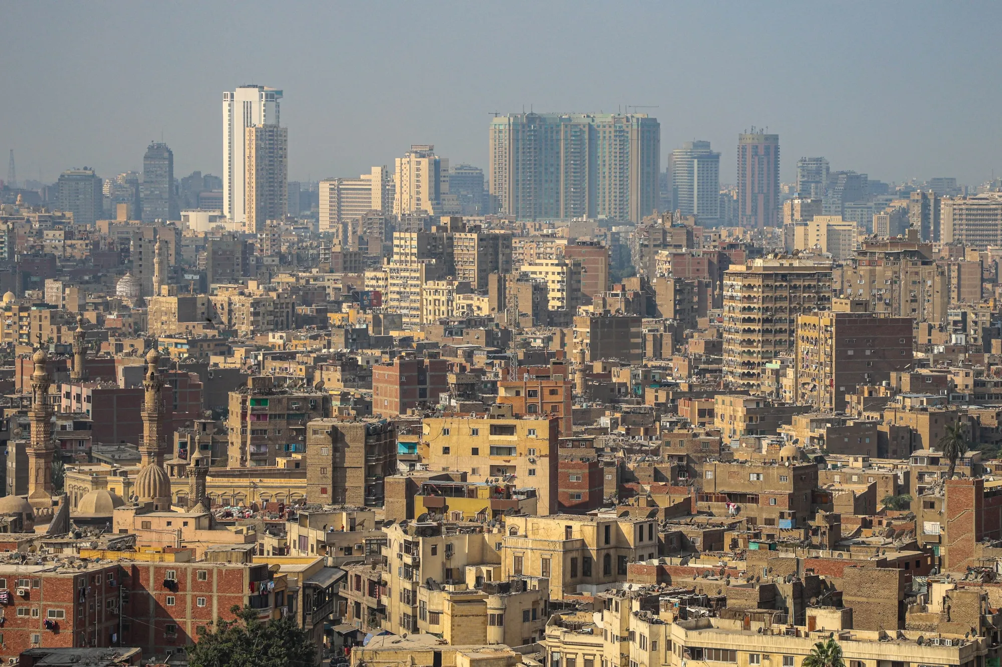 Residential apartment buildings, viewed from the Citadel of Saladin, in Cairo.