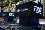 TKO Group Holdings Inc. and Polymarket signage on the floor of the New York Stock Exchange on Nov. 13.