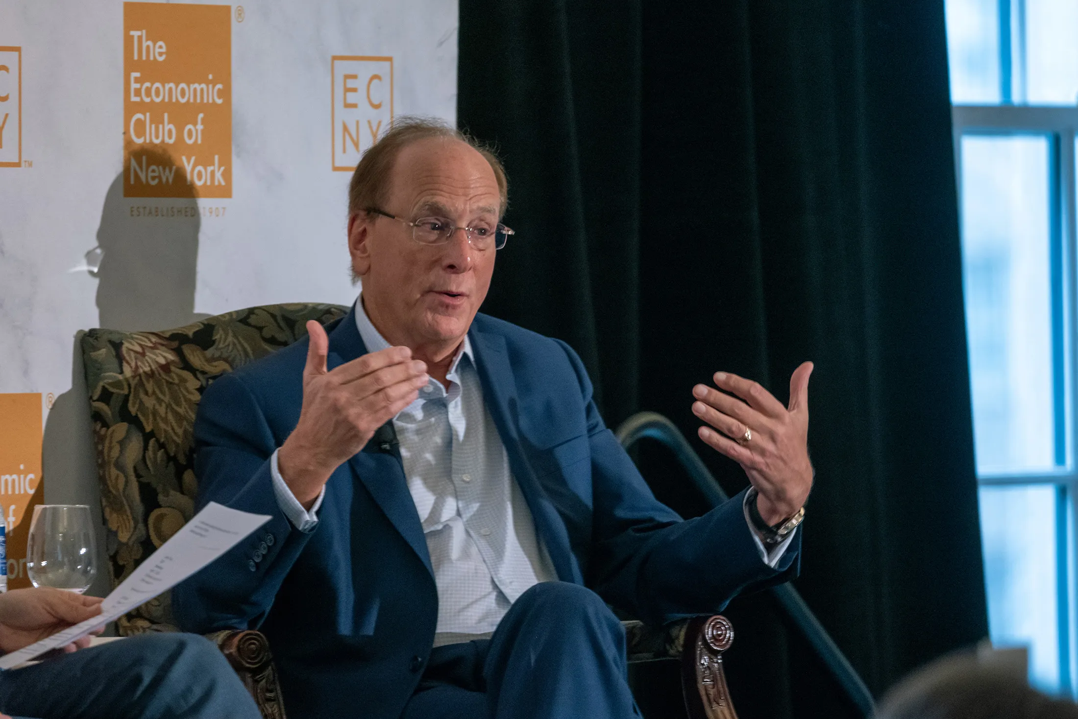Larry Fink spoke&nbsp;at the Economic Club of New York on Monday.