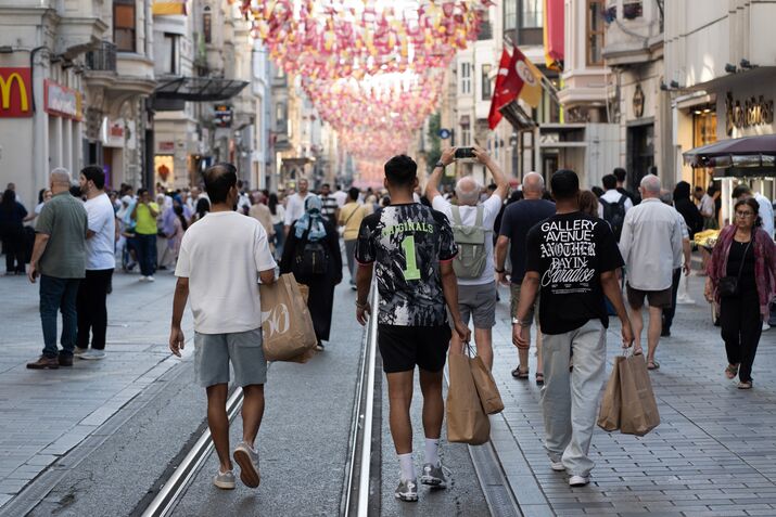 Shoppers in Istiklal Street in Istanbul.