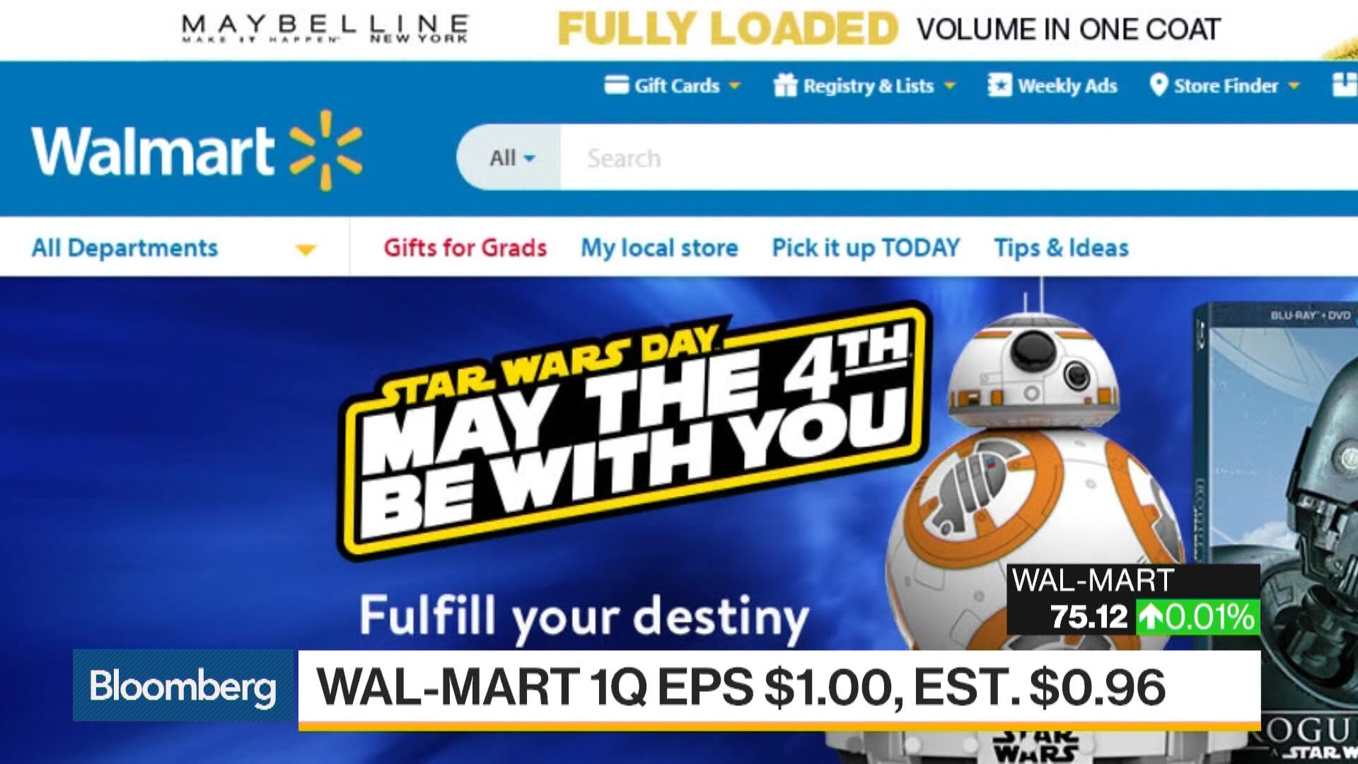 Watch WalMart Online Sales Grow 69 in First Quarter Bloomberg