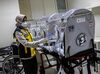 A health officer checks an isolation chamber at Juanda International Airport in Surabaya, East Java, on Jan. 30.