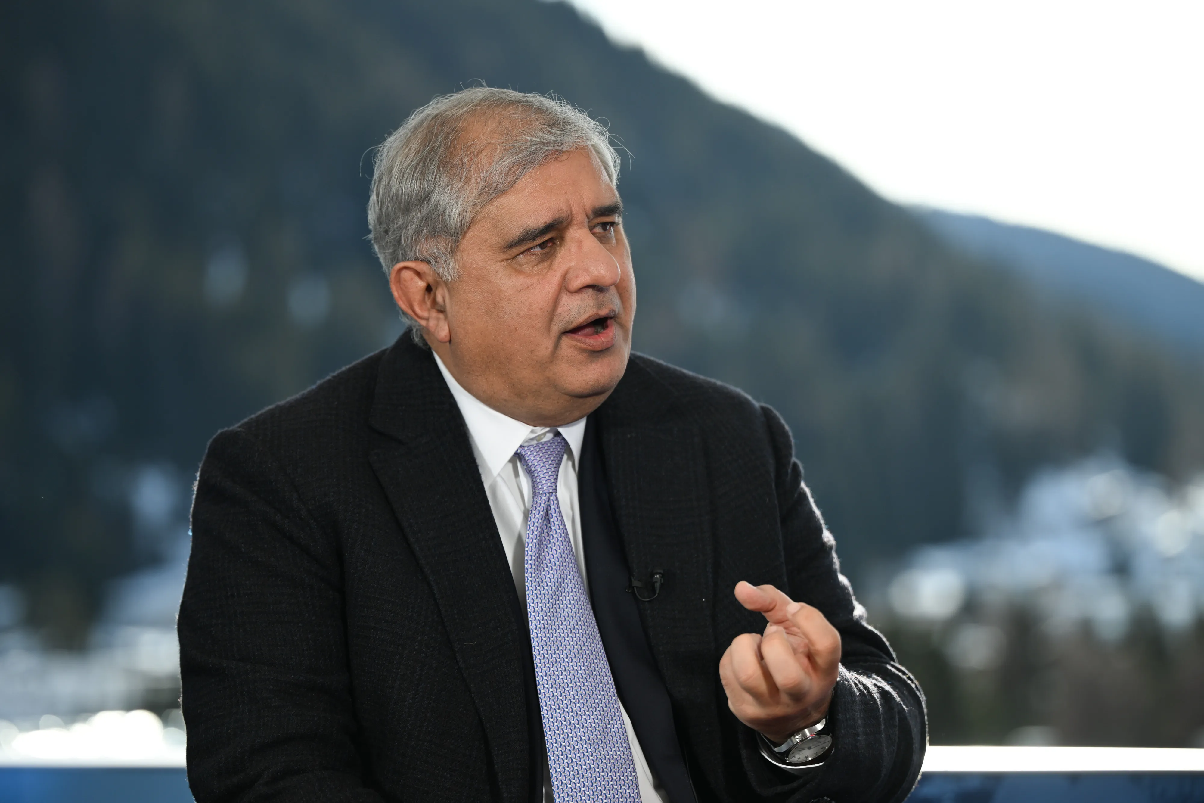 Amitabh Chaudhry during a Bloomberg Television interview ahead of the World Economic Forum&nbsp;in Davos, on Jan. 19.&nbsp;