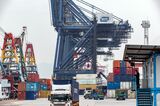 Operations at a container terminal in Hong Kong