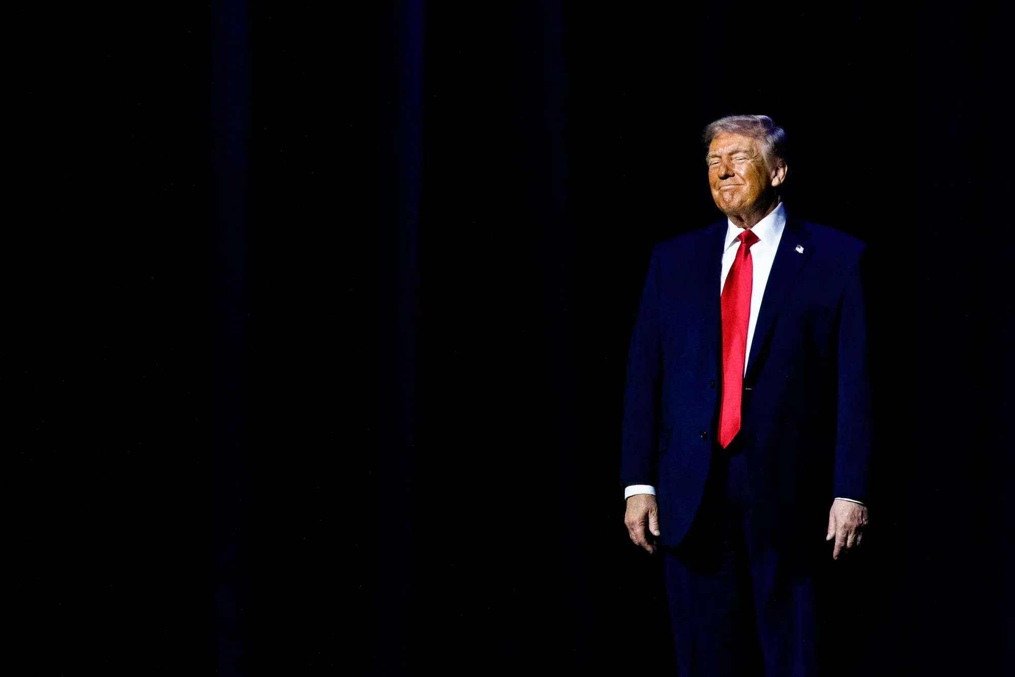 US President Donald Trump at a Detroit Economic Club on Tuesday.