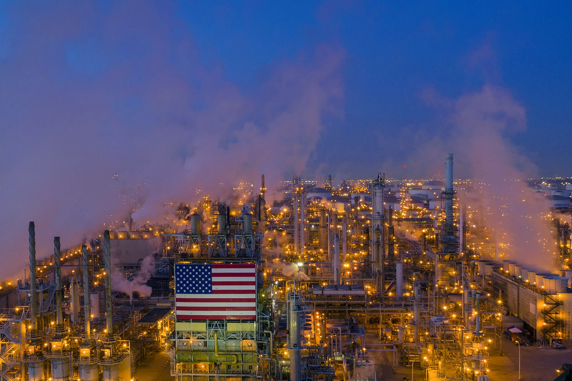 An aerial view shows Marathon Petroleum Corp's Los Angeles Refinery, on April 22.