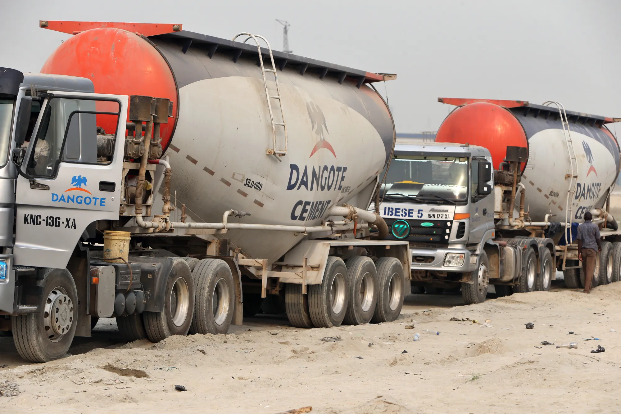 Dangote Cement Plc trucks in Lagos, Nigeria.