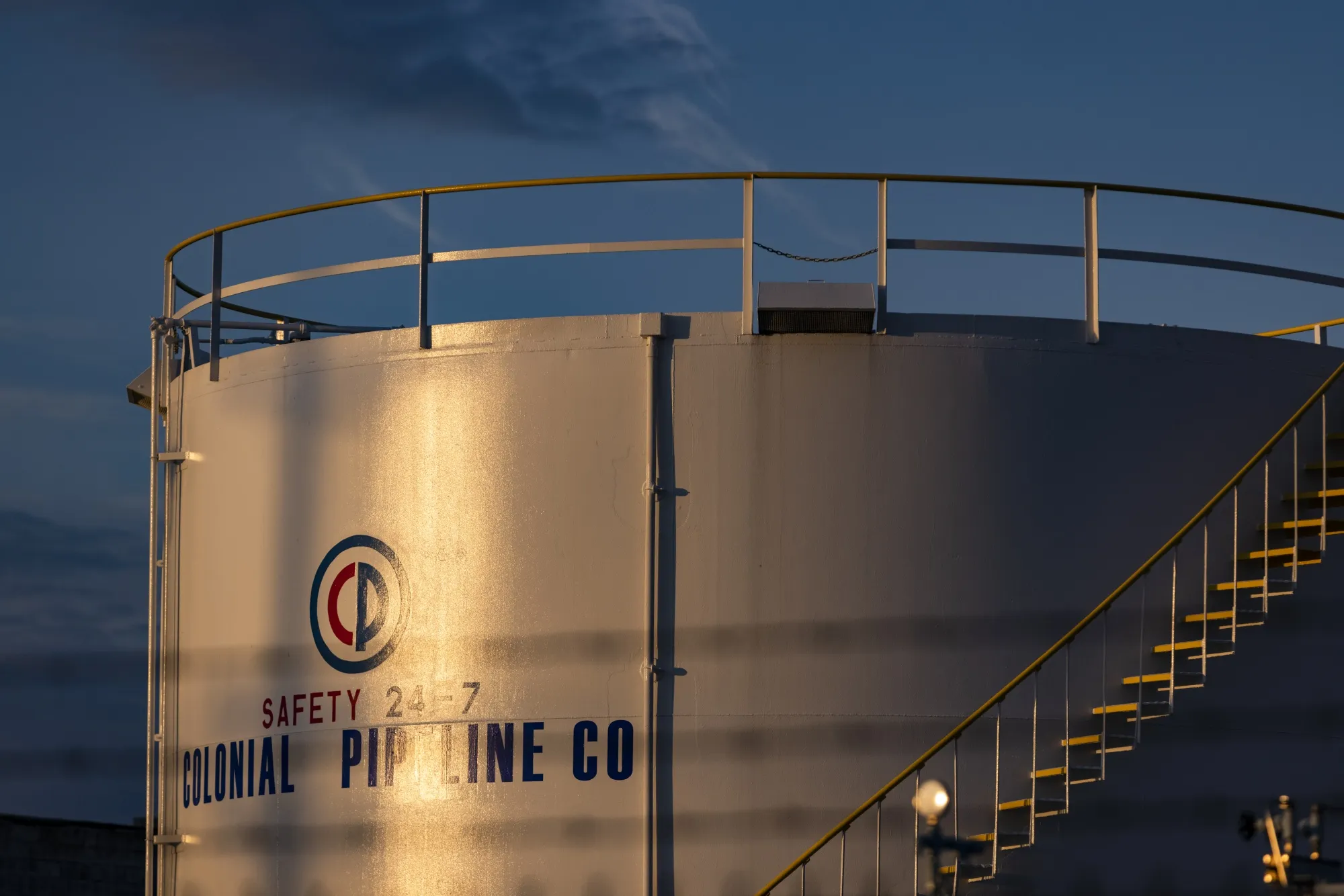 A Colonial Pipeline Co. storage tank at a facility in Baltimore, Maryland.