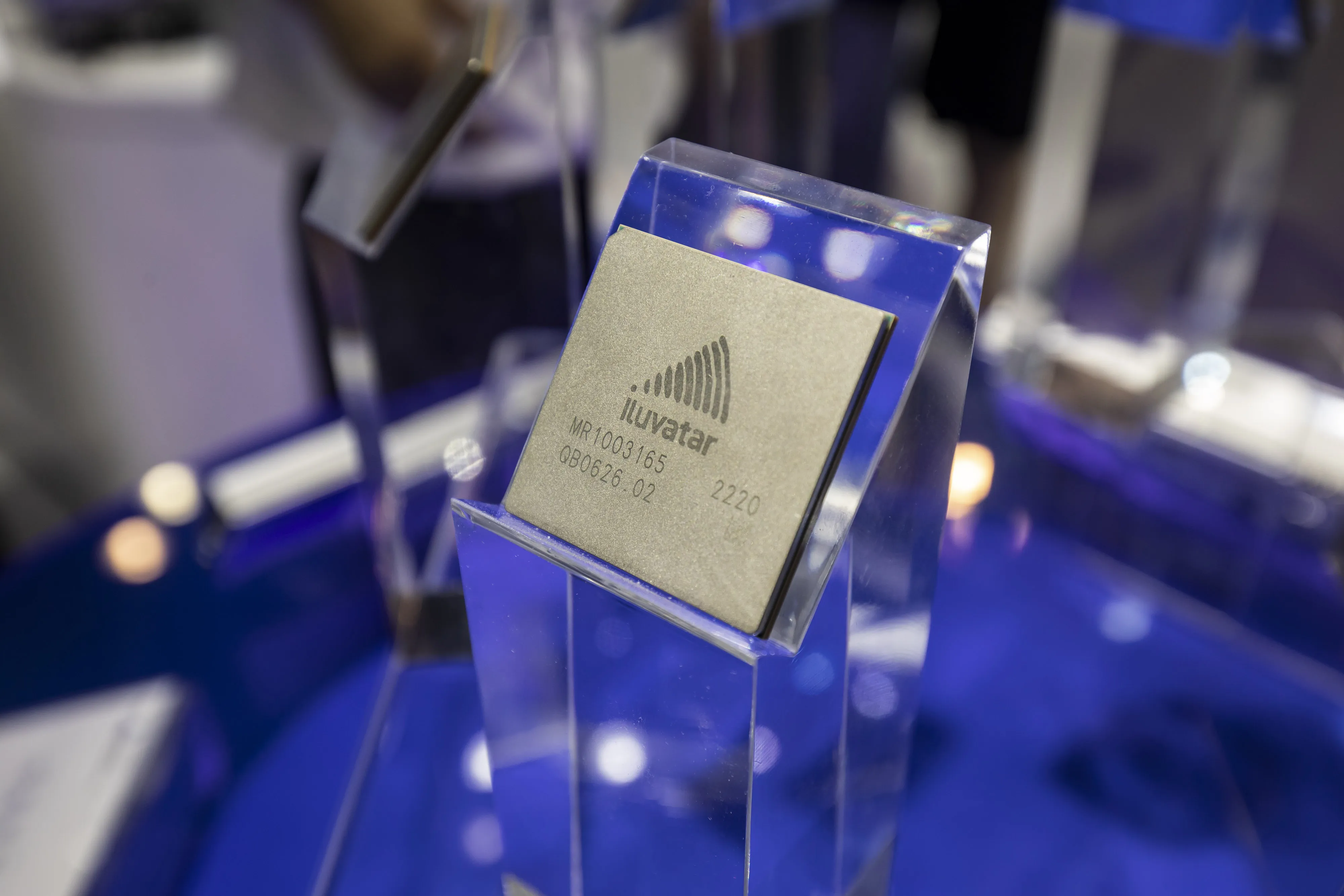A processor on display at the Iluvatar CoreX booth at the WAIC in Shanghai in 2023.