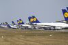 Grounded Deutsche Lufthansa AG aircraft in Frankfurt, Germany, in March 2020.