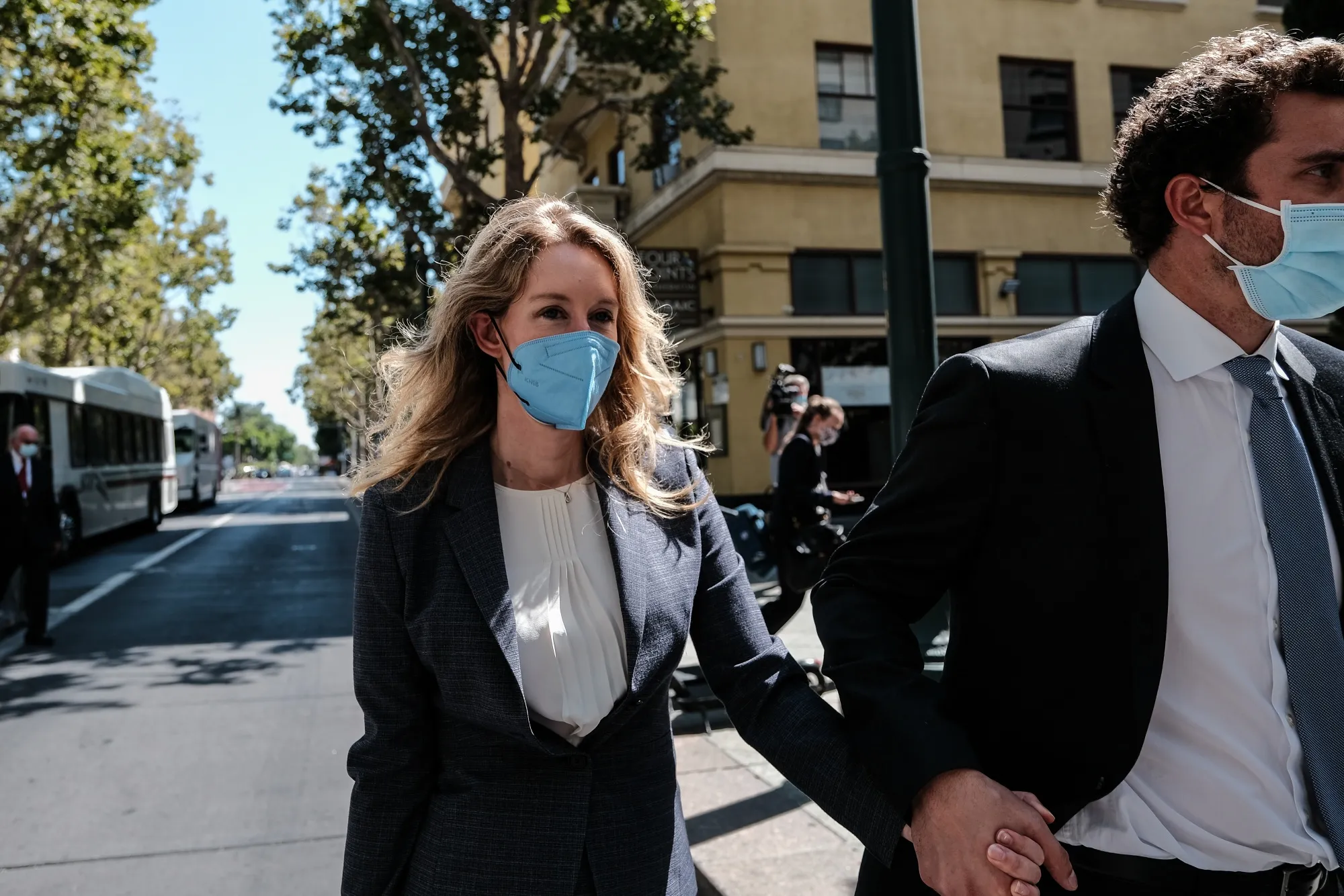 Elizabeth Holmes, founder of Theranos, outside federal court in San Jose, California,&nbsp;on&nbsp;Sept. 8.
