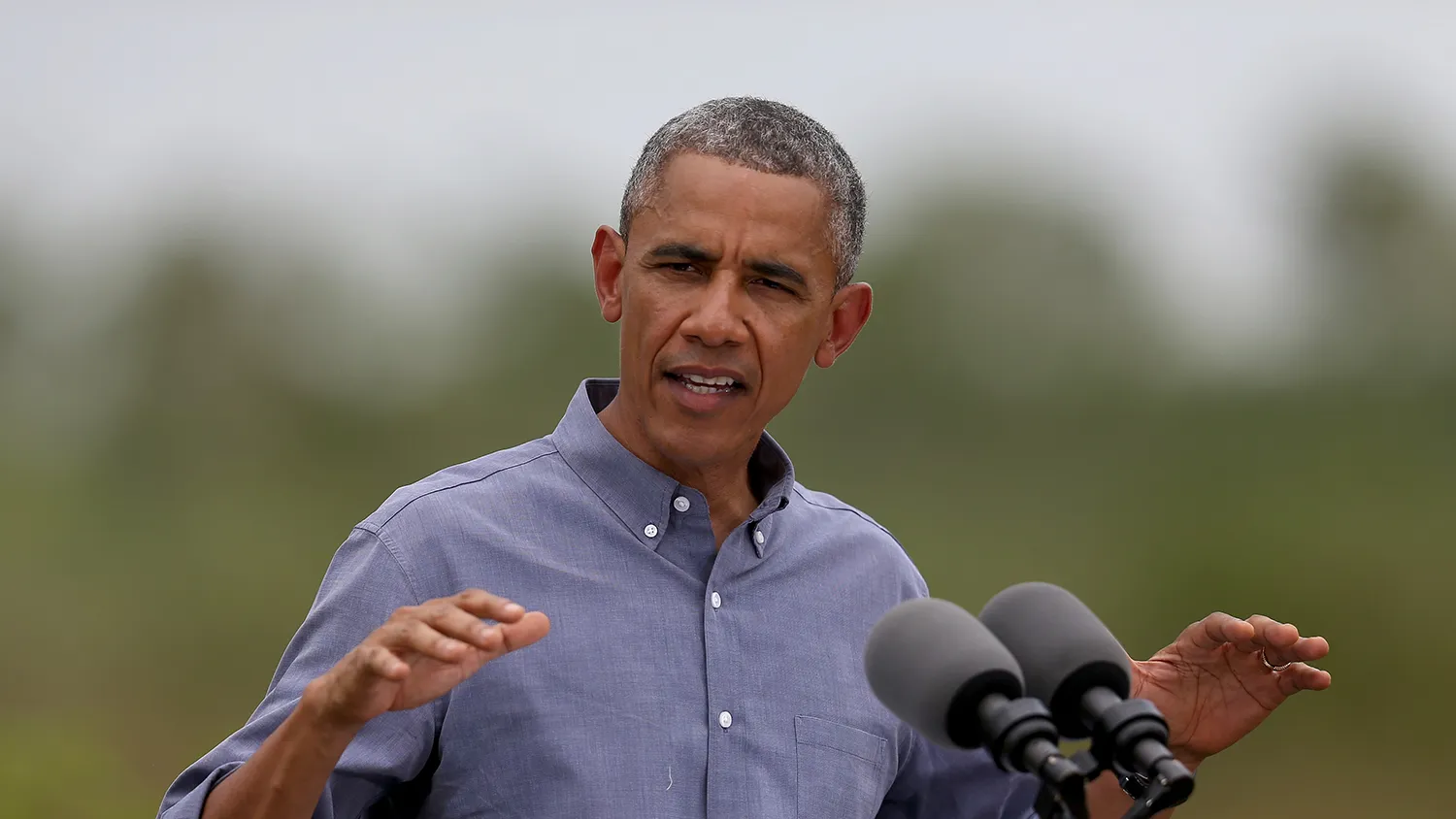 U.S. President Barack Obama speaks at the Ernest F. Coe Visitor Center during a visit to the Everglades National Park on April 22, 2015 in Homestead, Florida.
