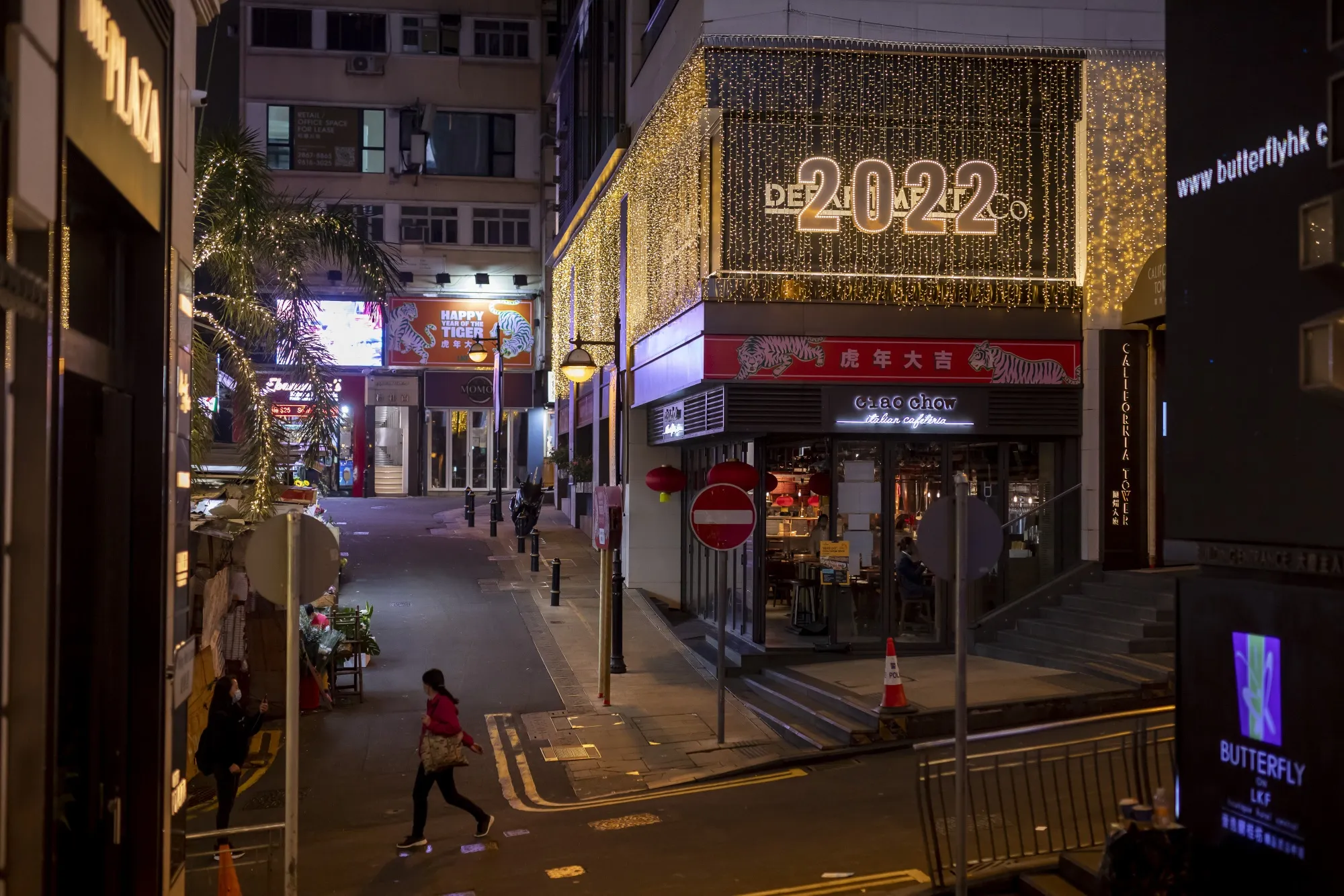 A closed bar in the Lan Kwai Fong nightlife area in Hong Kong, on Jan. 7.