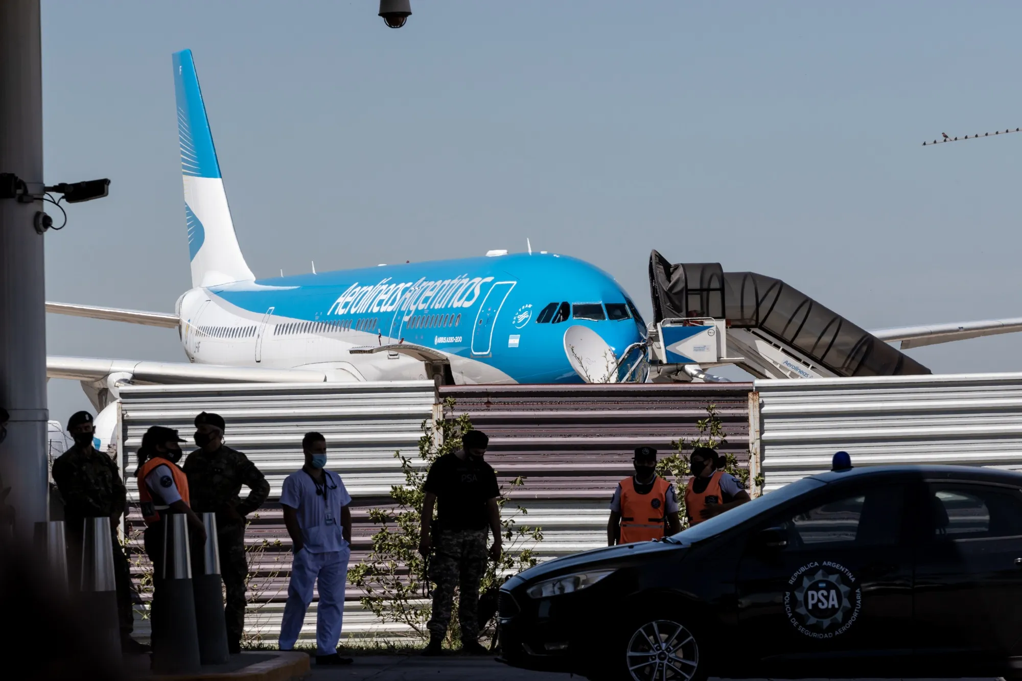 An Aerolineas Argentinas aircraft carrying Sputnik V vaccines arrives in Buenos Aires, Argentina, on Dec. 24, 2020.