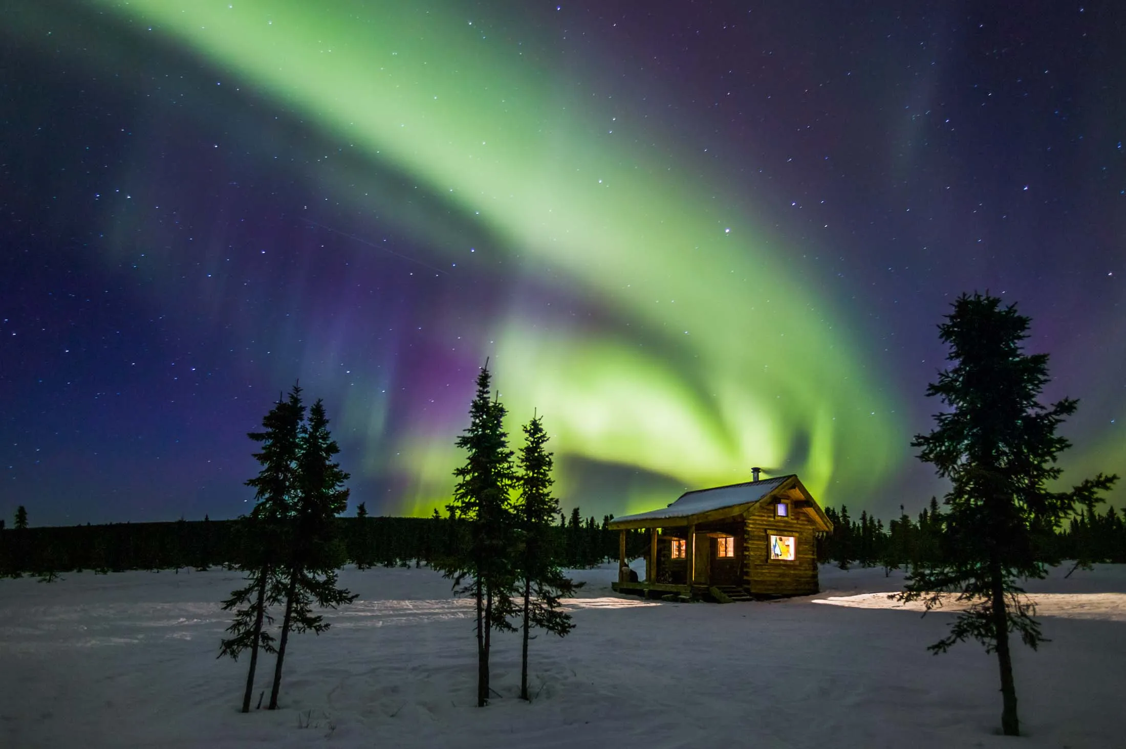 The aurora borealis in the White Mountains National Recreation Area, near Fairbanks, Alaska.