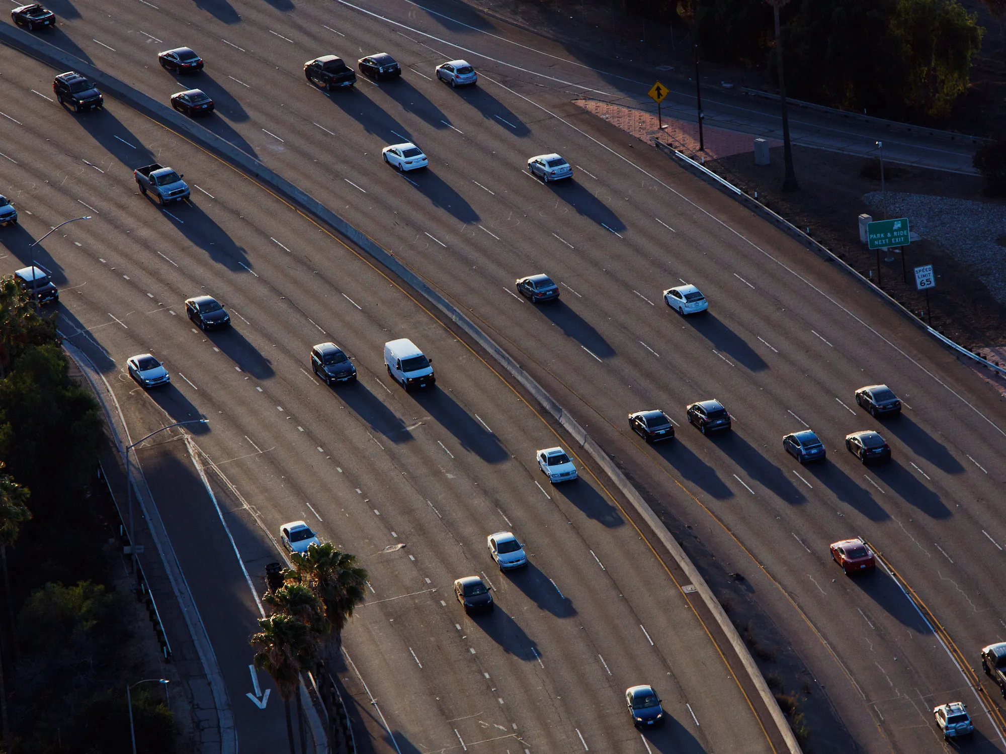 Aerial Views Of Rush Hour Traffic