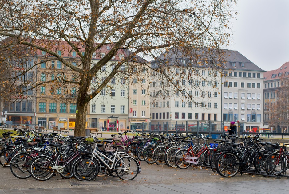 Bicycles in central Munich.