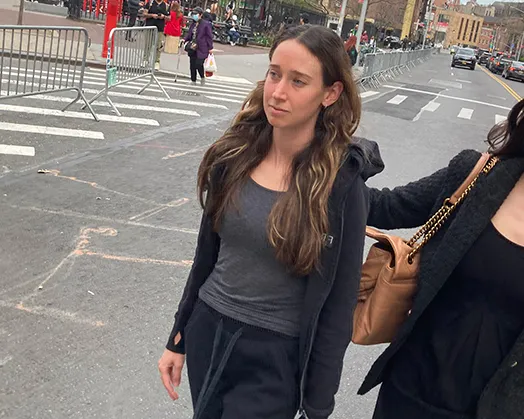 Charlie Javice outside court in New York&nbsp;on Tuesday.
