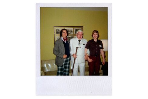 Drew Nieporent (left) and his college friend meet Colonel Sanders in the 1970s.
