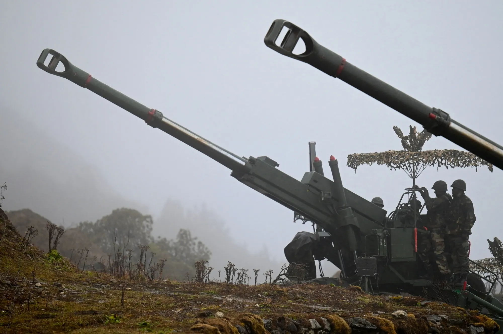 Indian Army soldiers positioned at Penga Teng Tso, near the Line of Actual Control, neighbouring China, in Arunachal Pradesh state on Oct.&nbsp;20.