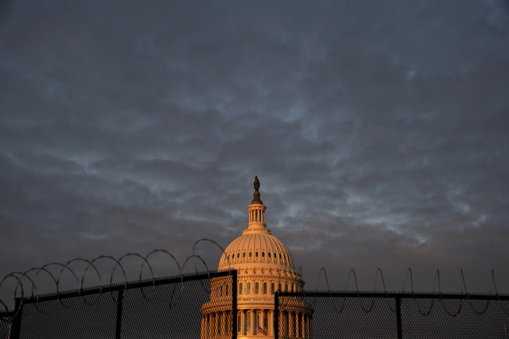 Temporary security fencing at the U.S. Capitol in Washington, D.C., U.S., on Tuesday, Jan. 19, 2021.&nbsp;