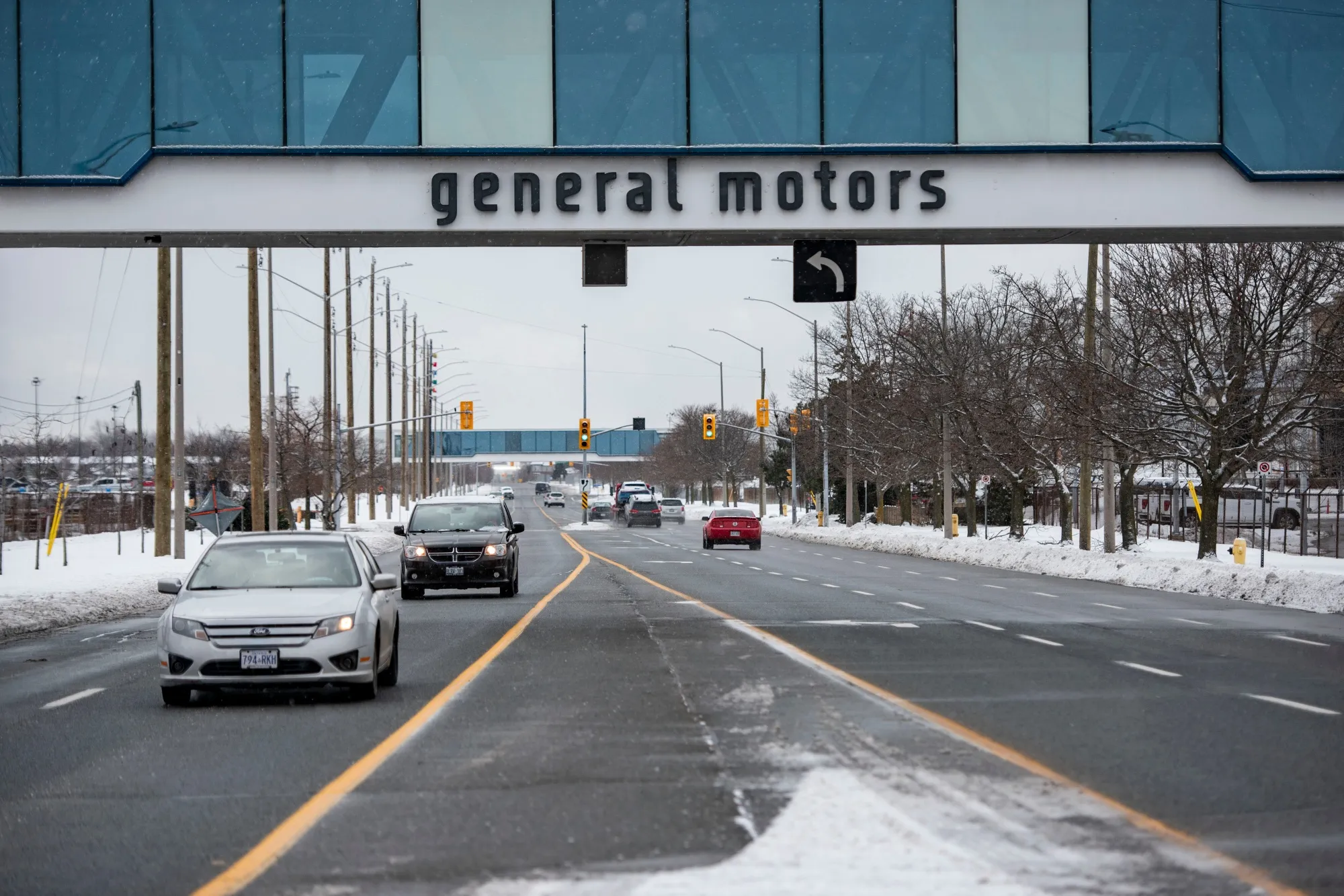 Signage outside the General Motors Canada Oshawa Assembly manufacturing facility in Oshawa, Ontario on Feb. 4.